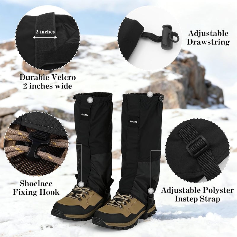 yuuzue Waterproof Adjustable Hiking Gaiters for Men and Women, Snow Boots-Gaiters for Hiking in Hunting Sand Mud Mountain Climbing Snowshoeing - Image 3